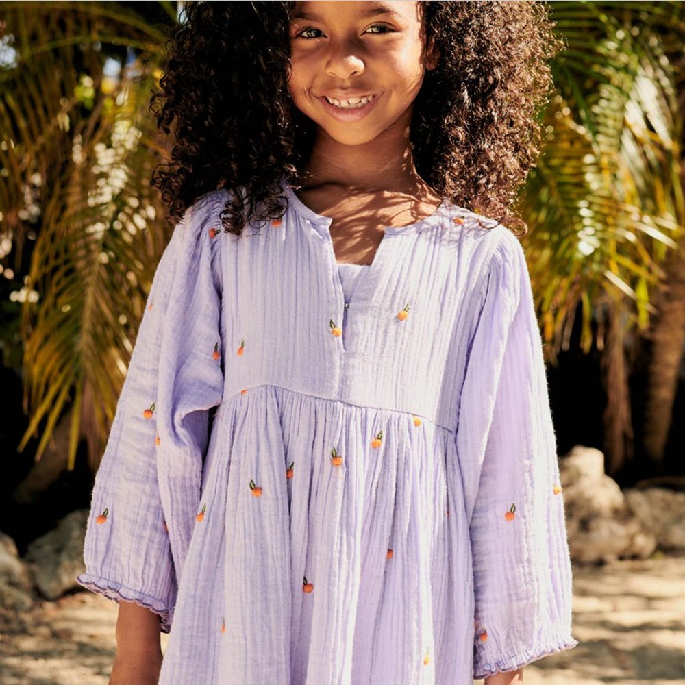 Girls Ava Bella Dress - Lavender Oranges - Picture 3 of 3